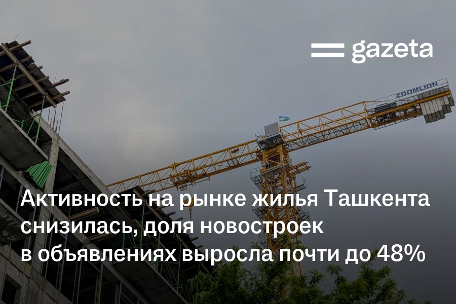 Активность на рынке жилья Ташкента снизилась, доля новостроек в объявлениях выросла почти до 48%