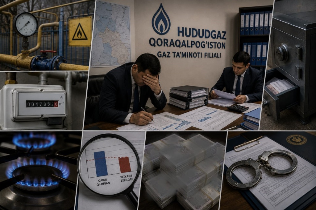 Должностных лиц "Худудгаз Каракалпакстан" заподозрили в хищении на 250 миллиардов сумов