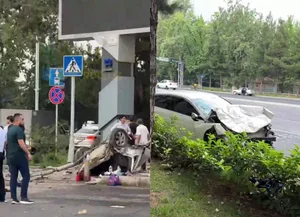 Перед столкновением с Lacetti KIA K5, предположительно, участвовала в гонке. Появилось новое видео утреннего ДТП в Ташкенте. Видео