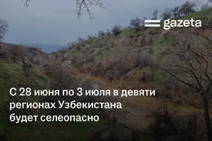 С 28 июня по 3 июля в девяти регионах Узбекистана будет селеопасно
