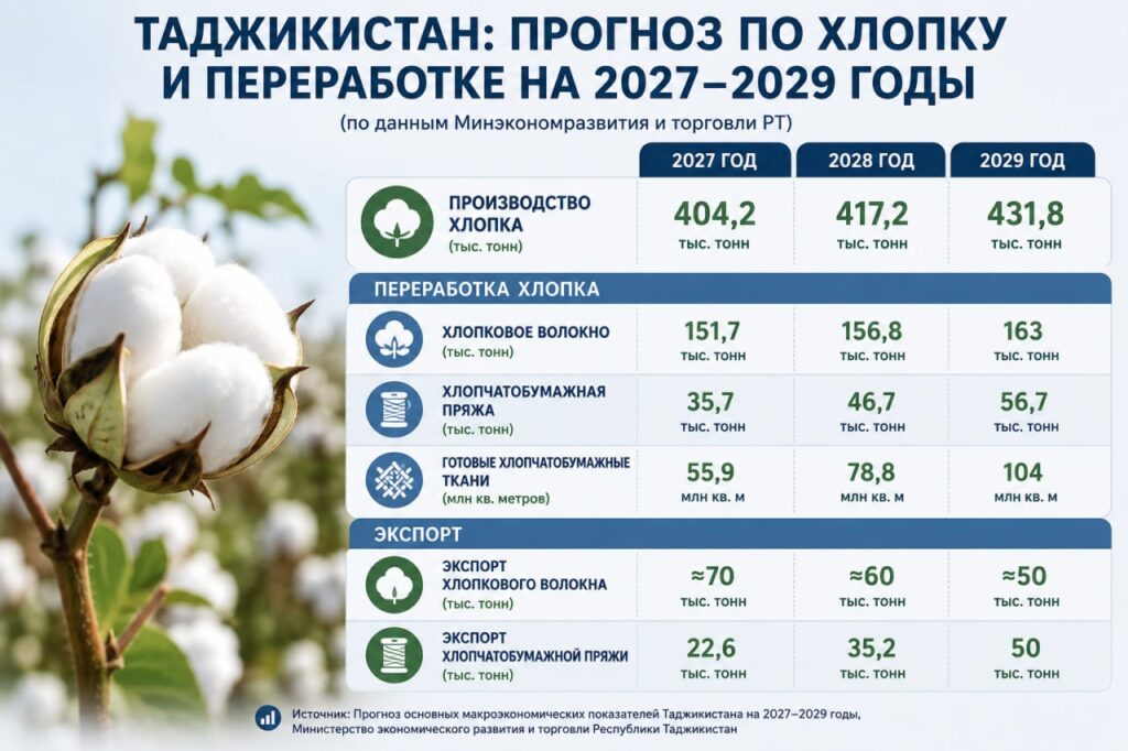 В Таджикистане запланировали собрать более 393 тысяч тонн хлопка в 2026 году