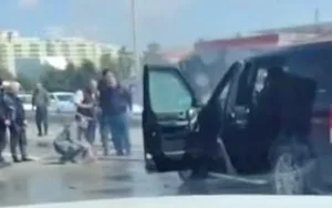 В Баку загорелся Land Rover