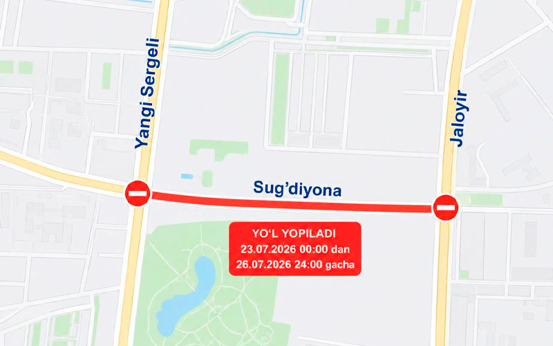 В Ташкенте на три дня ограничат движение на одной из улиц из-за фестиваля Mangal Fest 09:23 / 23.07.2026 09:23 / 23.07.2026 В Ташкенте на три дня ограничат движение на одной из улиц из-за фестиваля Mangal Fest