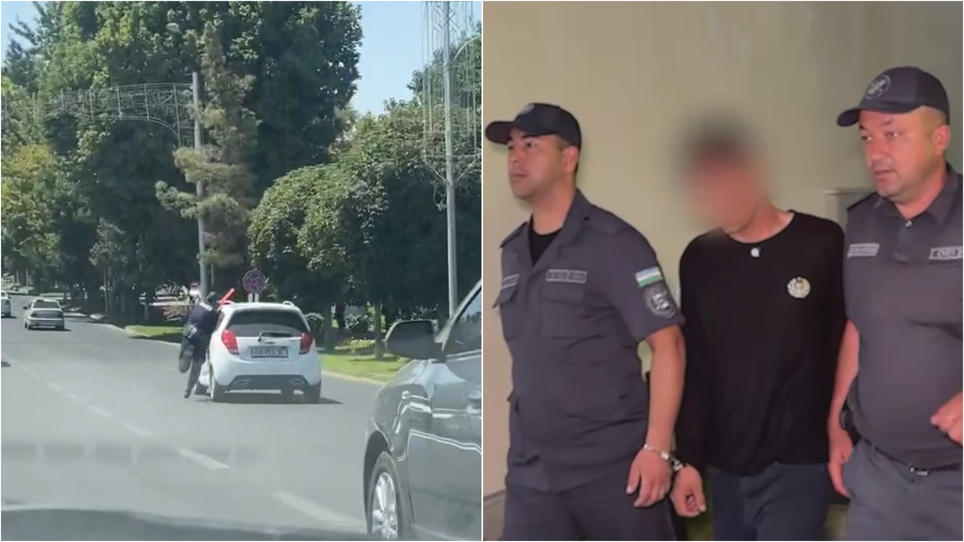 В Самарканде задержан водитель, подвергший опасности жизнь инспектора ДПС — видео